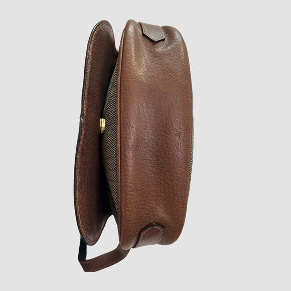 Mark Cross Vintage Herringbone Canvas & Leather Crossbody Shoulder Bag Italy - Picture 5 of 11